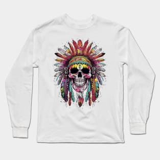 Native American Chief Skull #1 Long Sleeve T-Shirt